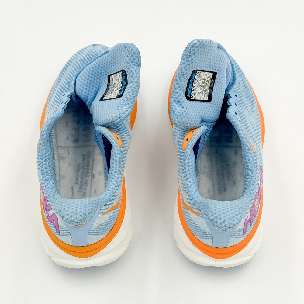 HOKA Clifton 9 Women’s 6.5B Airy Blue Ice Water Orange Running Sneakers 1127896 - Picture 8 of 14